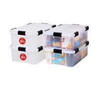 Iris Ohyama, Boite de Rangement Hermétique, 30L, Lot de 4, Transparent, AT-LS