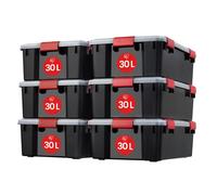 Iris Ohyama, Boite de Rangement Hermétique, 30L, Lot de 6, Noir, AT-LS