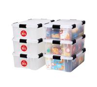 Iris Ohyama, Boite de Rangement Hermétique, 30L, Lot de 6, Transparent, AT-LS