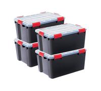 Iris Ohyama, Boite de Rangement Hermétique, 50L, Lot de 4, Noir, DDAT-L