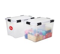 Iris Ohyama, Boite de Rangement Hermétique, 70L, Lot de 2, Transparent, AT-LD