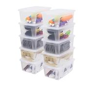 Iris Ohyama, Boite de Rangement Multi-Usages, 11L, Set de 10 | Fermeture Facile, Empilables, en Plastique, pour Vêtement, Étagères, École, Organisation, Jouet, Papeterie, MCB-11