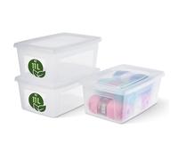 Iris Ohyama, Boite de Rangement Multi-Usages, 11L, Set de 3 | Fermeture Facile, Empilables, en Plastique, pour Vêtement, Étagères, École, Organisation, Jouet, Papeterie, MCB-11
