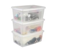 Iris Ohyama, Boite de Rangement Multi-Usages, 11L, Set de 3 | Fermeture Facile, Empilables, en Plastique, pour Vêtement, Étagères, École, Organisation, Jouet, Papeterie, MCB-11