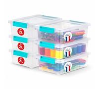 Iris Ohyama, Boite de Rangement Multi-Usages, 2L, Set de 6 | Fermeture Facile, Empilables, en Plastique, pour Vêtement, Étagères, École, Organisation, Jouet, Papeterie, COB-2