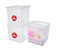 Iris Ohyama, Boite de Rangement Multi-Usages, 30L, Set de 3 | Fermeture Facile, Empilables, en Plastique, pour Vêtement, Étagères, École, Organisation, Jouet, Papeterie, MCB-30