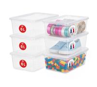 Iris Ohyama, Boite de Rangement Multi-Usages, 6L, Set de 6 | Fermeture Facile, Empilables, en Plastique, pour Vêtement, Étagères, École, Organisation, Jouet, Papeterie, CNL-6S