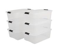 Iris Ohyama, Boite de Rangement Plastique avec Couvercle, 30L, Lot de 6, Transparent, TB-30