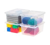 Iris Ohyama, Boite de Rangement Plastique Multi-Usages, 13L, Lot de 4, Transparent, Fermeture Facile, Empilable, pour Chambre, Cuisine, Bureau, Salle de Bain, Vêtement, Jouet, Sans BPA, CNL-13E