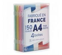 Iris Ohyama, Boite Rangement Bureau, Boite de Classement, Set de 4, Transparent, Capacité de 150 feuilles A4 chacune, Empilable avec Poignée et Fermeture Sécurisée, Sans BPA, Dossier, Chemise, PJC-A4