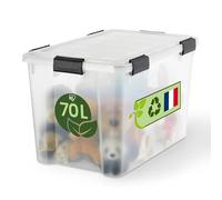 Iris Ohyama, Boite Rangement Hermétique Plastique, 70L, Transparent, Couvercle, Joint Etanche, Clips de Fermeture, Empilable, pour Exterieur, Garage, Vetement, Anti Poussiere, Sans BPA, WSB-70