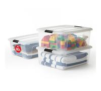 Iris Ohyama, Boite Rangement Plastique avec Couvercle, 30L, NTB-30 | Transparent, Clips de Fermeture, Poignée, Empilable, pour Chambre, Dressing, Bureau, Sans BPA, Caisse de Rangement, Bac