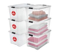 IRIS OHYAMA Lot de 6 boîtes de rangement empilables - Transparent - 45 L - 58 x 39, 5 x 30, 5 cm