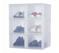 Iris Ohyama, Boîtes de Rangement pour Chaussures Transparentes, pour les tailles jusqu'à 46, L32 x H18 cm, Lot de 6, Empilable, Ouverture Frontale, Etagere a Chaussure, Baskets EUDF-S