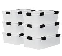 Iris Ohyama, Boîtes de rangement, Lot de 6 boîtes plastiques, 30 L, Adapté, Sûr, Maison, Bureau - DDAT-LS - Transparent