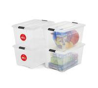 Iris Ohyama, Boites de Rangement Plastique avec Couvercle, 45L, Lot de 4, Transparent, NTB-45