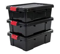 IRIS OHYAMA Lot de 3 boîtes de rangement avec fermeture à clic - Power Box - SK-230 - Plastique - Noir - 25 L - 59 x 38,5 x 18 cm