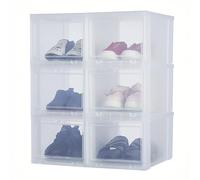 Iris Ohyama, Boîtes de Rangement pour Chaussures Transparentes, pour les tailles jusqu'à 46, L32 x H18 cm, Lot de 6, Empilable, Ouverture Frontale, Etagere a Chaussure, Baskets EUDF-S