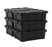 Iris Ohyama, Caisse Rangement avec Couvercle Robuste, 25L, Lot de 6, Noir, DDSKT-230