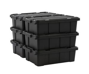 Iris Ohyama, Caisse Rangement avec Couvercle Robuste, 25L, Lot de 6, Noir, DDSKT-230