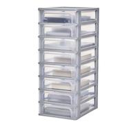 Iris Ohyama, Caisson de rangement plastique A4, 8 Petits Tiroris, Gris, OCH-2080