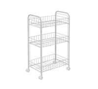 Iris Ohyama, Chariot, Desserte, Plateau, Service de rangement, 3 Ã©tages de niche, Roues - DMC-3 - Blanc - L25 x P40 x H68 cm