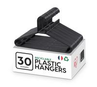 Iris Ohyama, Cintres plastique, Lot de 30 cintres pour vêtements, Noir, Sans BPA, Placards, Epais, Résistants, CHM-39