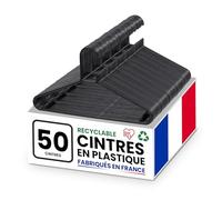 Iris Ohyama, Cintres Plastique, Lot de 50 cintres, Cintre Gain de Place pour vêtements, Noir, sans BPA, Placards, Chemises, Manteaux, Cravates, Robes, Pantalons, Epais, Résistants, CHM-39