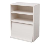 Iris Ohyama, Etagère de rangement en bois avec portes, CHR-1, Chêne Blanc, L59 x P40.9 x H83.6 cm