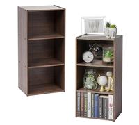 Iris Ohyama, Étagère de Rangement, Lot de 2 Meubles de Rangement, Bibliothèque, Design, Amovibles, Modulable, Bureau, Chambre, Salon - CX-3 - Marron