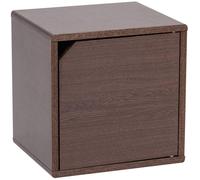 Iris Ohyama, Etagère de rangement, Meuble d'appoint, avec clips, Empilable, QR-34D- Marron, L29 x P34.4 x H34.4 cm