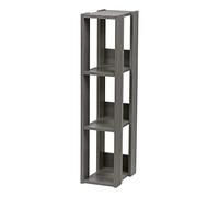 Iris Ohyama, Etagère en Bois de Rangement, Meuble de Rangement à 4 Niveaux, Étagère Verticale Ajustable, Solide, Montage Facile, Salon, Entrée, Chambre, Bureau, OWR-200, Chêne Gris