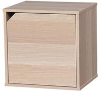 Iris Ohyama, Étagère, Meuble, Cube de Rangement, Petit Meuble de Rangement, Meuble d'appoint,Porte avec Clips, Empilable, Solide, Bureau, Chambre, Salon - QR Box with Door - QR-34D- Marron Clair