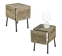Iris Ohyama, Etagère/Petit Meuble de Rangement, Lot de 2 Meubles d'appoint, Design, Solide, Moderne, Bureau,Maison - IWST-300 -Marron cendré