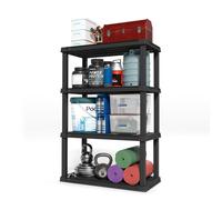 Iris Ohyama Etagere Plastique de Rangement Résistante Capacité de 120 kg 4 étages Etagere Garage Cuisine PRS-L4 Noir