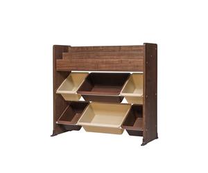 Iris Ohyama, Étagère pour Jouets, Meuble, Bibliothèque pour Enfant, Organiseur, Boîtes de Jeux, Livres /6 coffres Amovibles Plastique, Salle de Jeux, Chambre - Kids Toy Rack - ETHR-26 - Marron