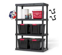 Iris Ohyama, Large Etagere de Rangement Plastique Résistance de 80Kg par étage, Capacité de 320 kg, Facile à Assembler, 4 étages, sans BPA, Etagere Garage, pour Espace de Travail, PRS-XL4, Noir