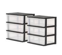 Iris Ohyama, Large Tour de Rangement en Plastique, Lot de 2 Tours, 3 Tiroirs de 34L, Noir, Commodes de chambre, pour Bureau, Garage, Chambre à coucher, Sans BPA, Tiroir, NSW-603