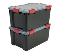 IRIS OHYAMA Lot de 2 boîtes de rangement hermétique - Air Tight Box - AT-L - Noir et transparent - 50 L - 59 x 39 x 29 cm