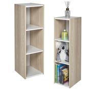 Iris Ohyama, Lot de 2 Étagères de Rangement Étroite en Bois à 3 Niveaux, L24.7xP29xH88 cm - Meuble Colonne Gain de Place pour Cuisine, Salon - Petite Bibliothèque Ouverte, Marron Clair, UB-9035