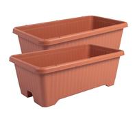 Iris Ohyama, Lot de 2, Jardinière carrée, Finition Mate, 73L×41P×26Hcm, Marron, Grande capacité, idéale pour légumes et Fleurs, Balcon et terrasse, AVP-730