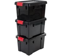 Iris Ohyama, Lot de 3 boîtes de rangement, 21 L - Clips de fermeture - L46.5 x l29.5 x H25.5 cm - Noir