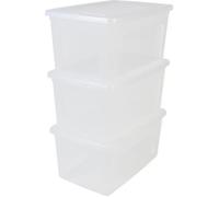 Lot de 3 bacs de rangement avec couvercle IRIS OHYAMA - Transparents - 50 L - 59,5 x 39,5 x 20 cm