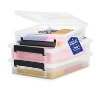 Iris Ohyama - Lot de 3 boîtes LLB-A4 - Rangement bureau - Casier de rangement - Transparent - Polypropylène - Empilable - Robuste - Léger - Sans BPA - Organiseur - LLB-A4