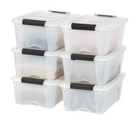 IRIS Ohyama Lot de 6 bacs de rangement en plastique, naturel/noir, 13 litres
