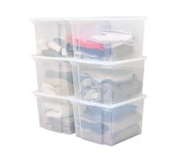 Iris Ohyama, Lot de 6 boîtes de rangement plastique 30L, Transparent, Office Box-M