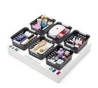 Iris Ohyama, Lot de 6 Paniers de Rangement 5L, Bacs Plastiques Empilables, Organisateur pour Cuisine, Salle de Bain et Bureau, Noir, OSB-S