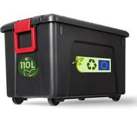 Iris Ohyama, grande boîte de rangement en plastique, 110 l, boîte de garage, noire, empilable, fermetures à cliquet robustes avec poignées, SIA-110