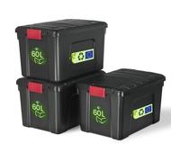IRIS OHYAMA Lot de 3 boites de rangement bricolage - Store It All - 60 L - Noir et rouge - 59 x 39,5 x 35,5 cm