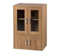 Iris Ohyama, Meuble, Bibliothèque de Rangement, Vaisselier, Buffet avec 4 étagères et 4 Portes/Design & Moderne, Solide, Multi-Usage, Bureau, Cuisine, Chambre, Salon - Cabinet GKN-9060 - Marron Clair